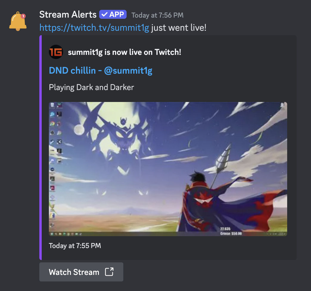 Discord Going Live Notification